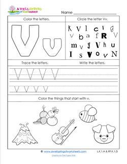 ABC Worksheets - Letter V - Alphabet Worksheets | A Wellspring