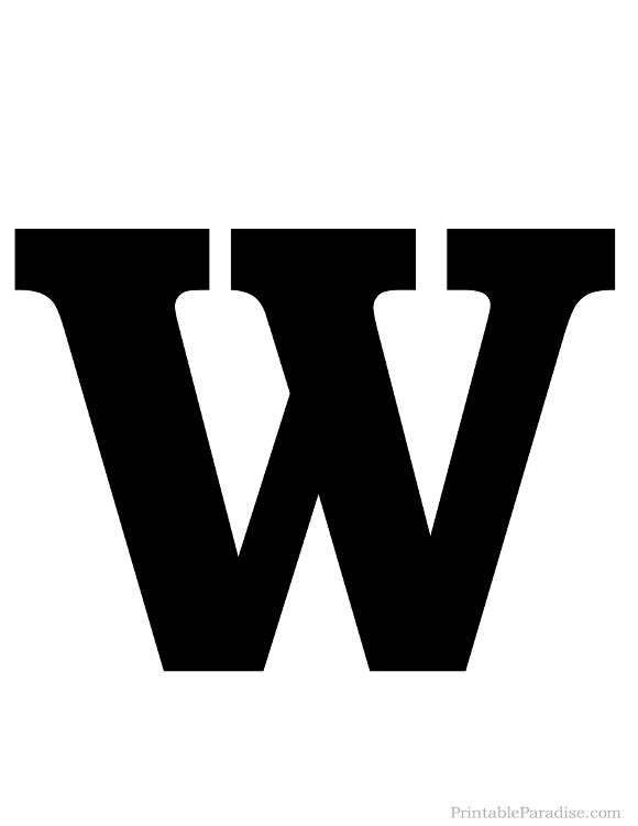 Printable Letter W Silhouette - Print Solid Black Letter W