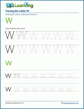 Tracing the Letter W w | Worsheets library
