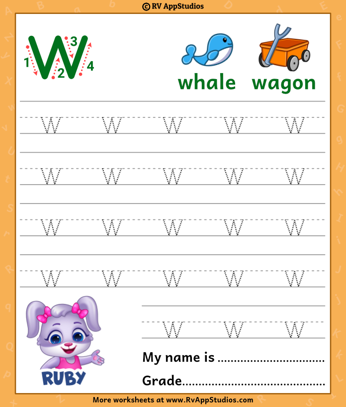 letter w tracing worksheet preschool