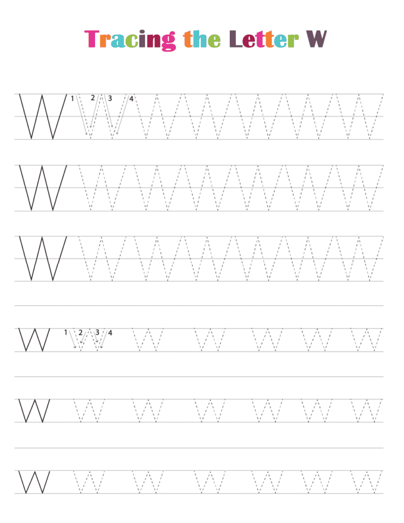 letter w tracing worksheet preschool