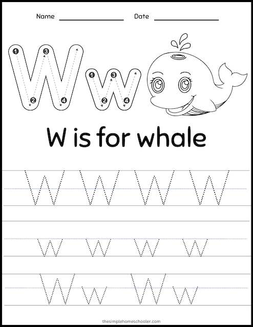 letter w worksheet for preschool