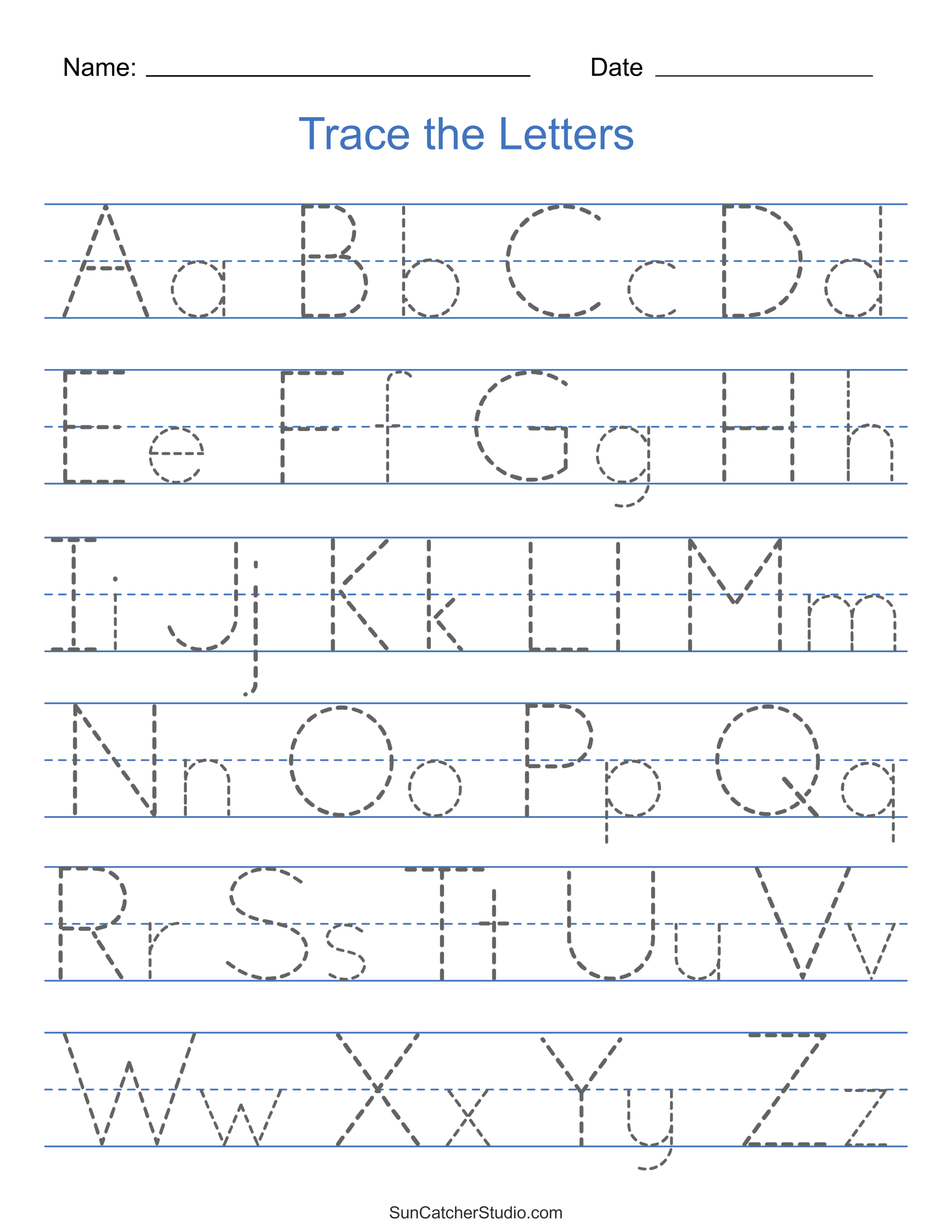 Tracing Alphabet Letters (Printable Handwriting Worksheets) - DIY ...
