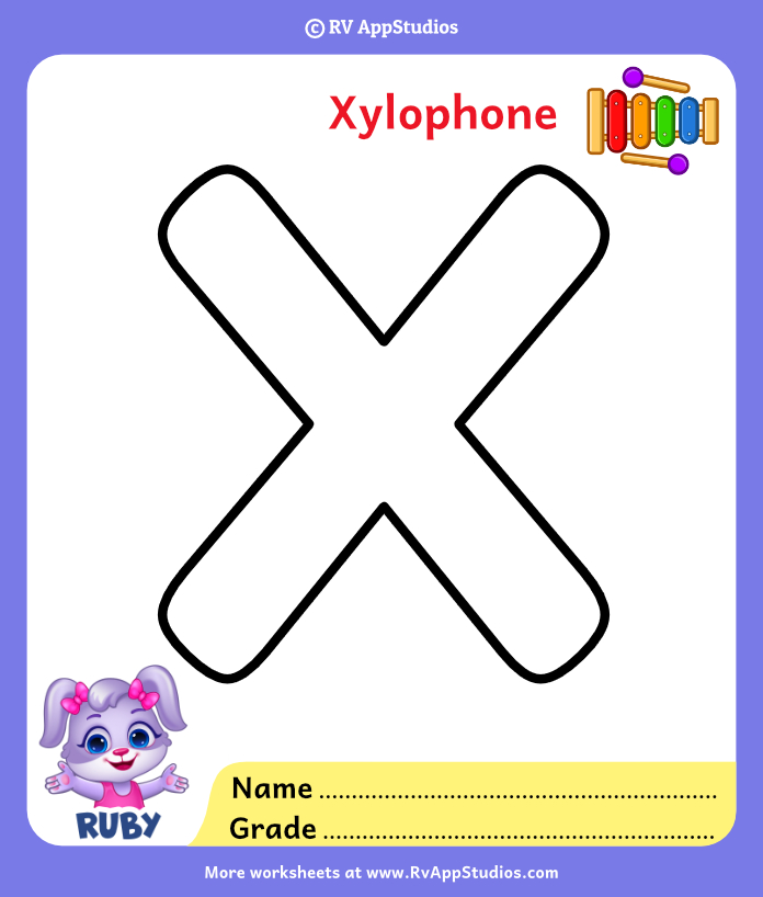 Letter X Colouring Page - Jackie Wall Studio