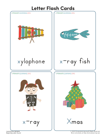 letter x flash cards