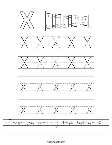 letter x handwriting worksheet