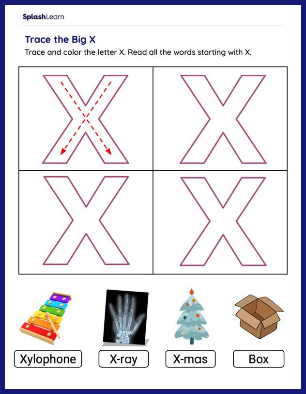 Letter X Tracing Worksheets for Kids Online - SplashLearn