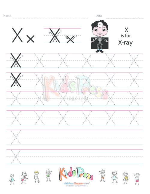 letter x handwriting worksheet