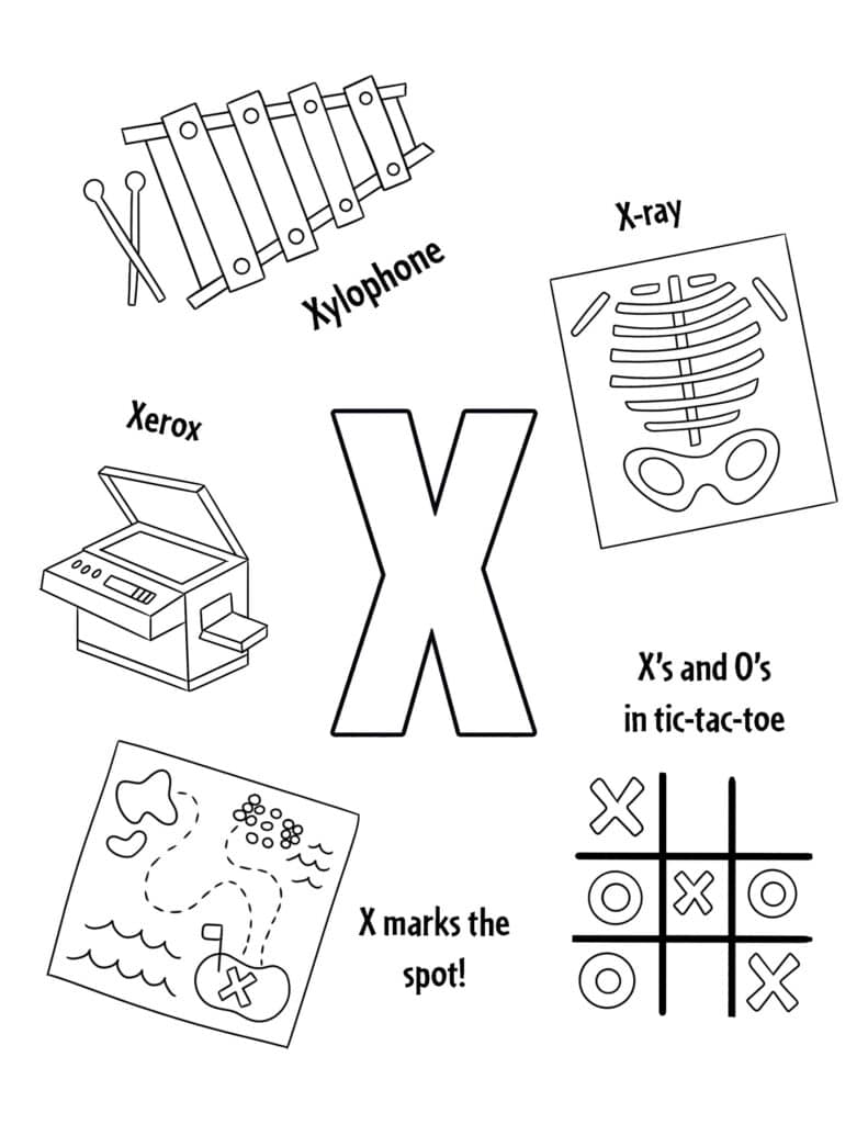 letter x kindergarten worksheet