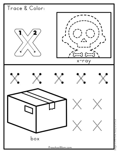 letter x kindergarten worksheet