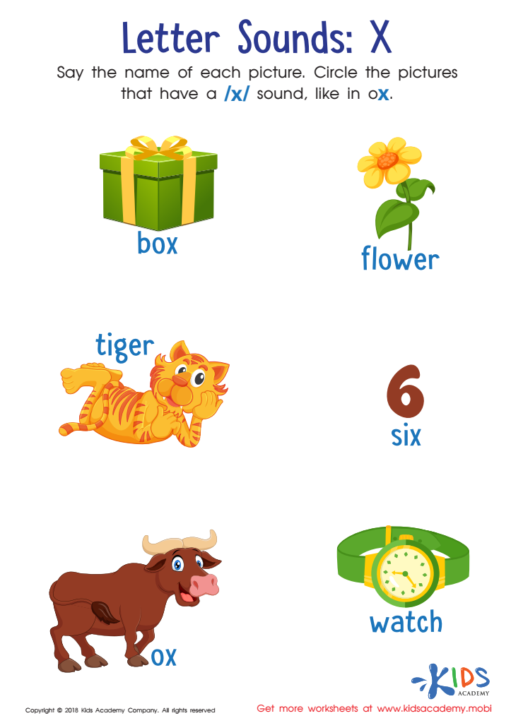 Letter X Sounds Worksheet: Free Phonics Printable for Kids