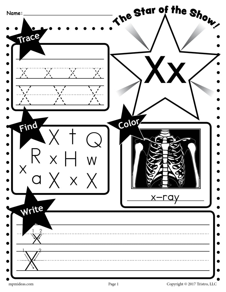 letter x preschool worksheet