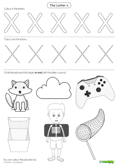 letter x preschool worksheet