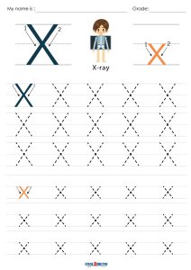 letter x tracing worksheet for kindergarten