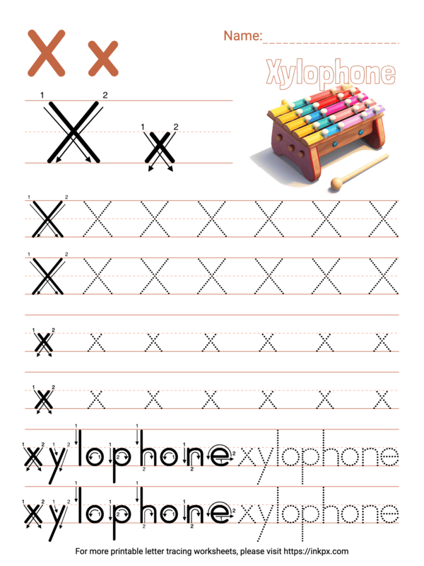 Letter Tracing Alphabet X - kiddoworksheets - Worksheets Library