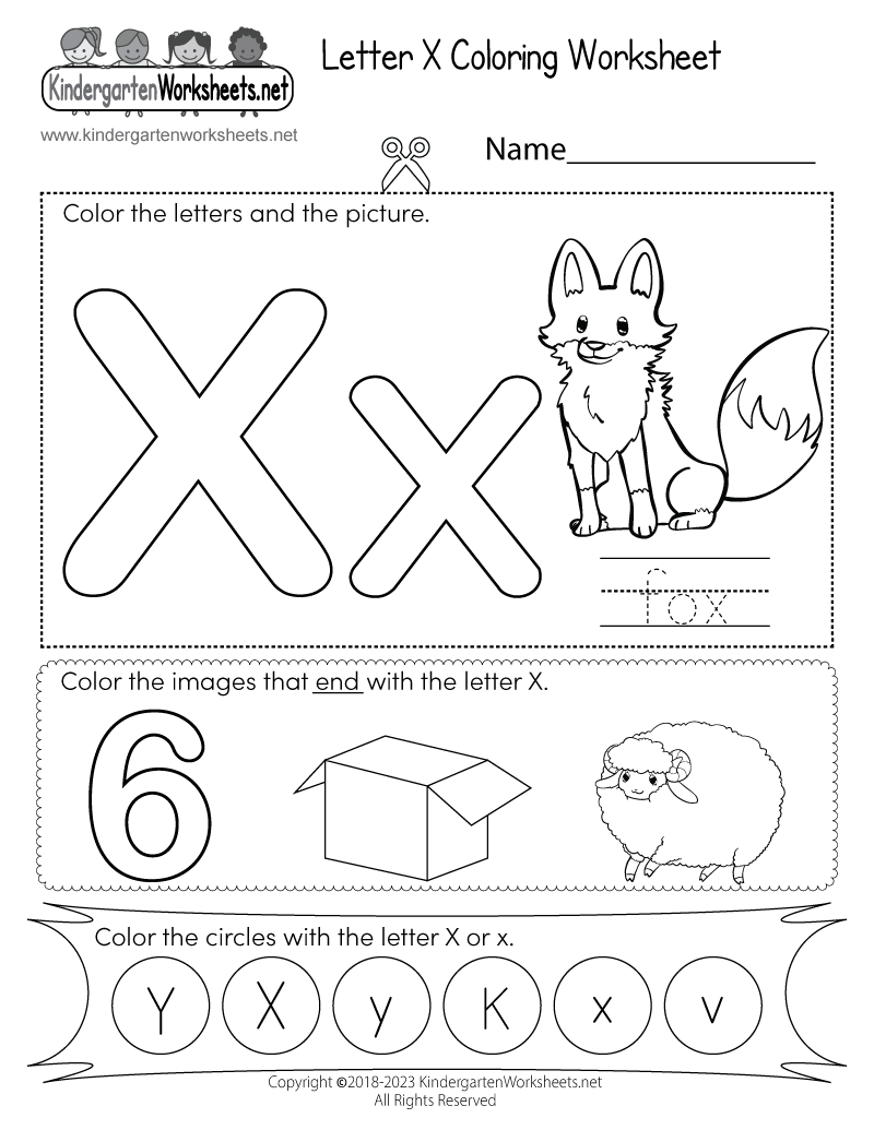 letter x worksheet for k