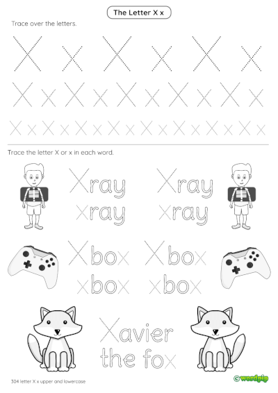 Letter x Worksheet 3