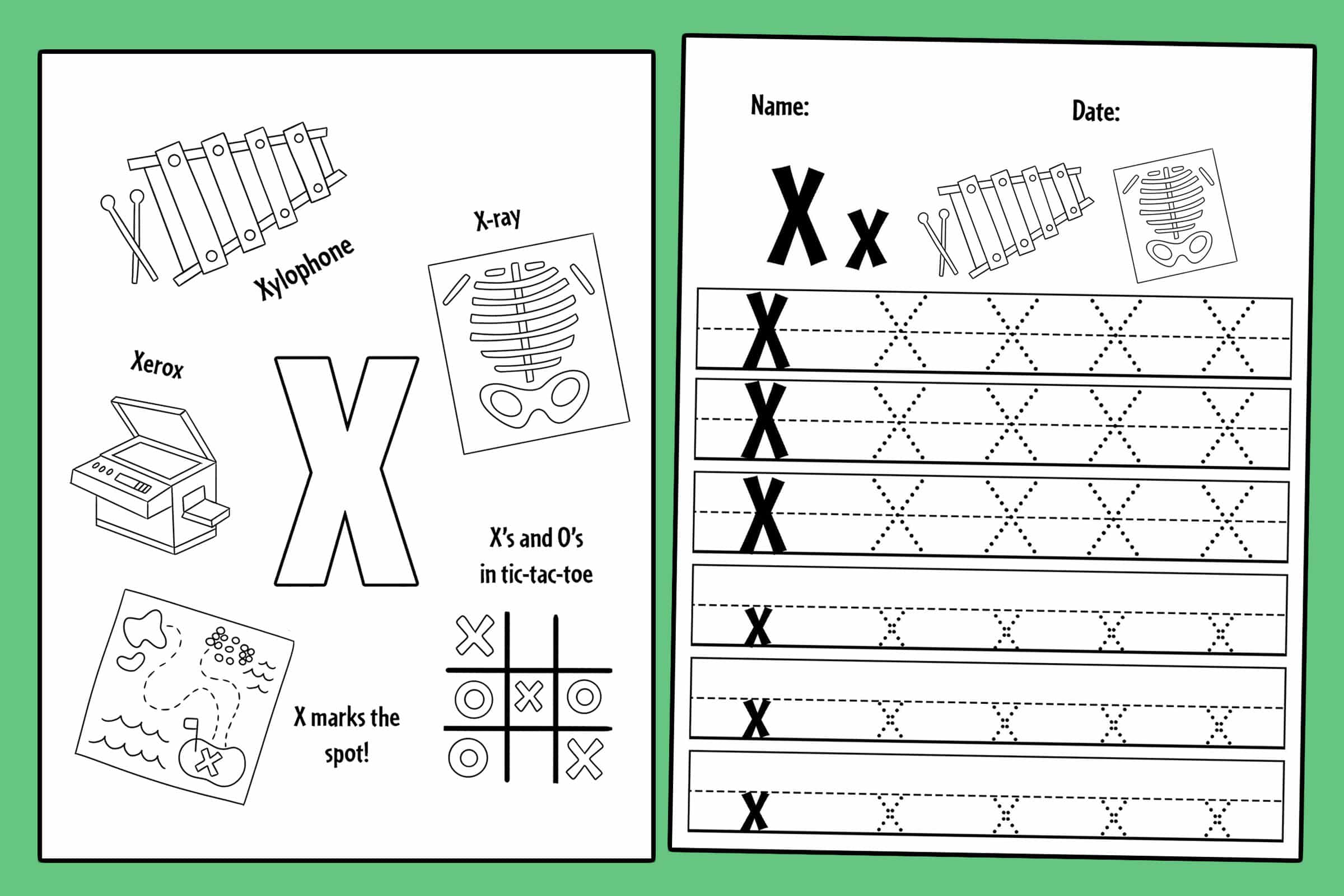 letter x worksheet for k