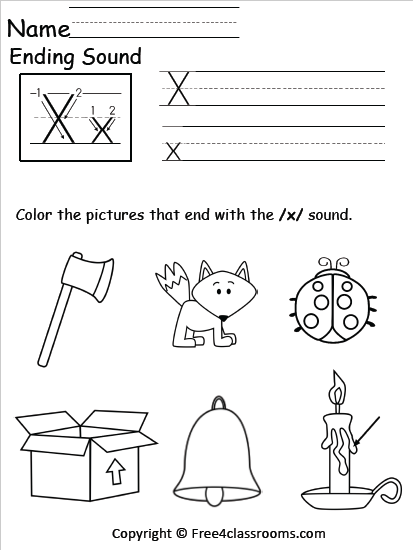 Free Ending Sound Worksheet /x/ - Free Worksheets ...