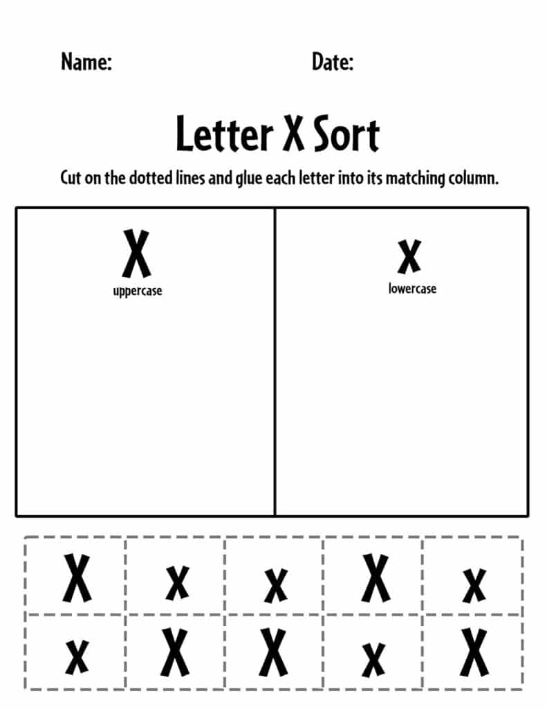 letter x worksheet for preschool