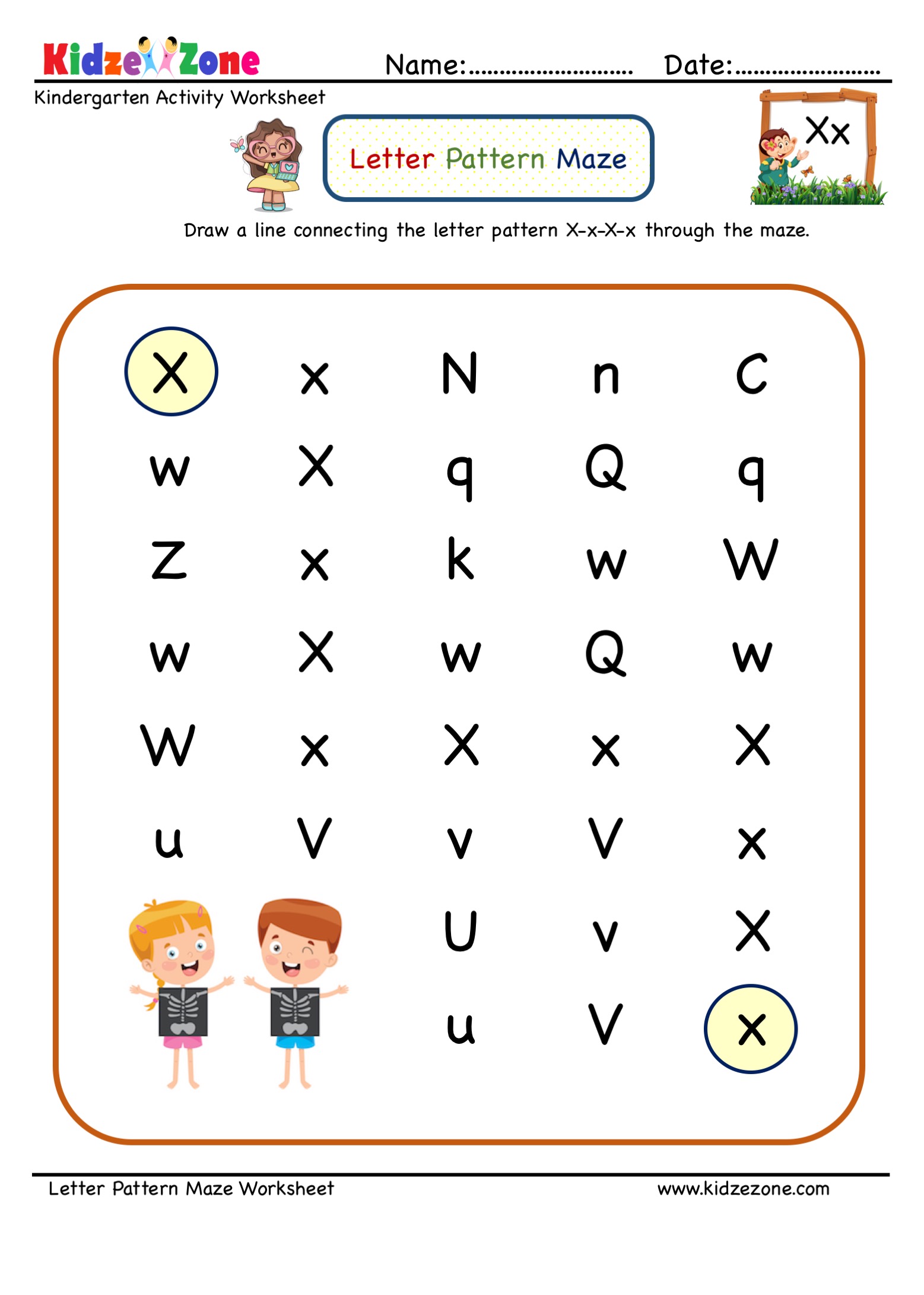 letter x worksheet kindergarten
