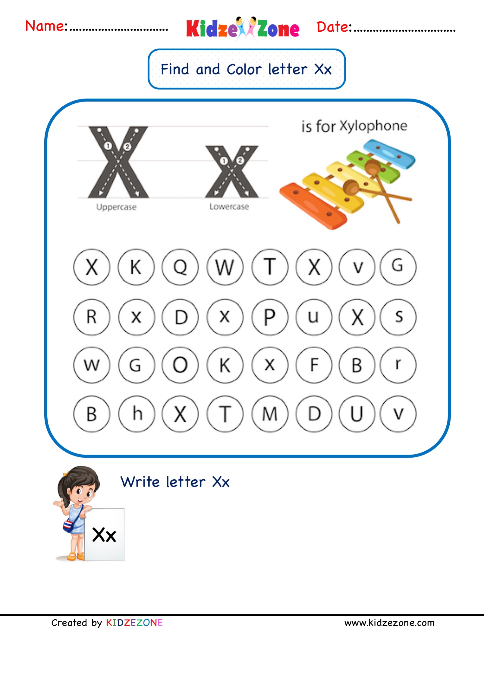 letter x worksheet kindergarten