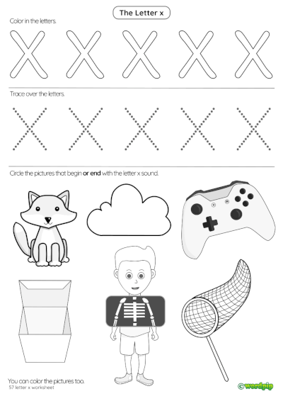 letter x worksheet kindergarten