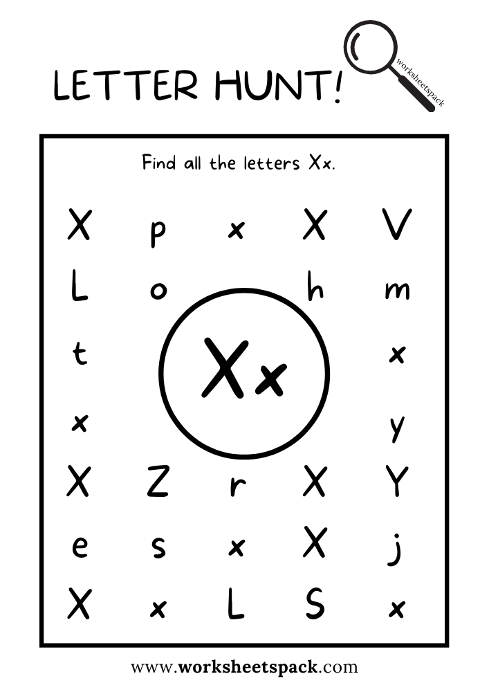 Find the Letter X Worksheet, Alphabet X Hunt Activity Free ...