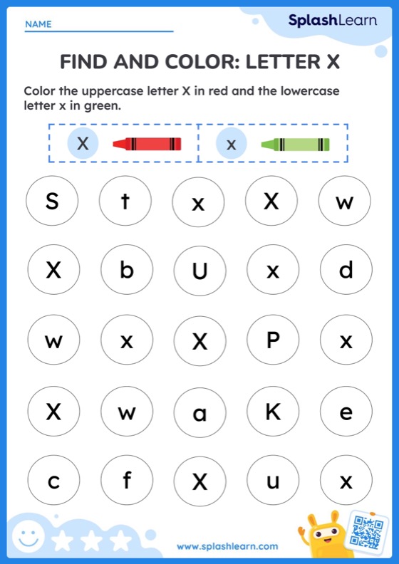 Find and Color: Letter X — Printable ELA Worksheet