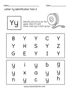 Fun letter Y identification activity and test sheets for ...