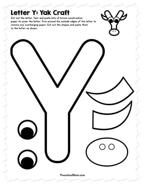 letter y activity pages