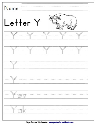 Tracing the Letter Y y | Worsheets library