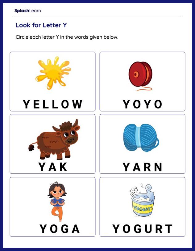 letter y phonics worksheet