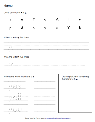 Letter Y Worksheets | guruparents