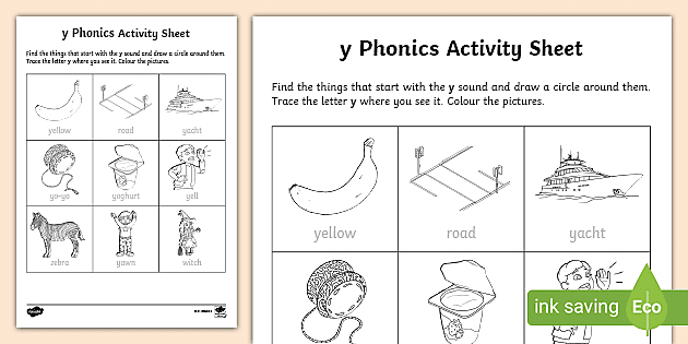 letter y phonics worksheet