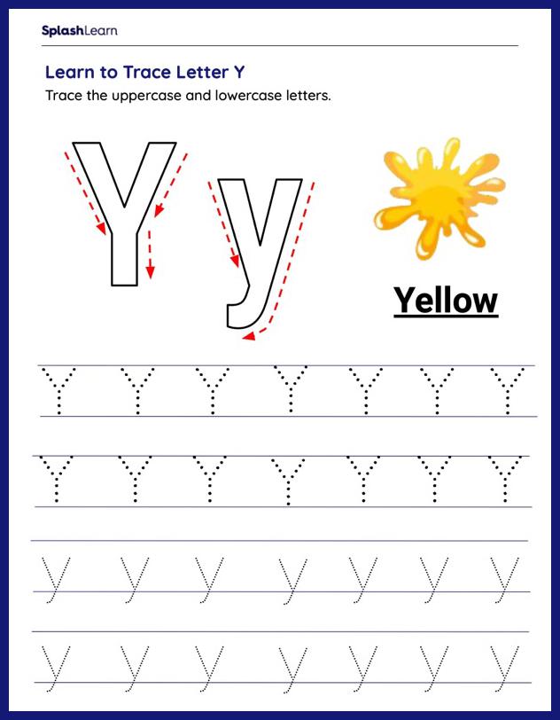 letter y tracing worksheet