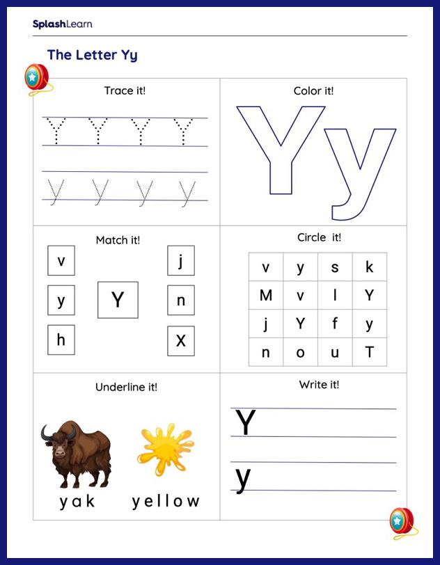 Letter Y Worksheets for Kindergarteners Online - SplashLearn