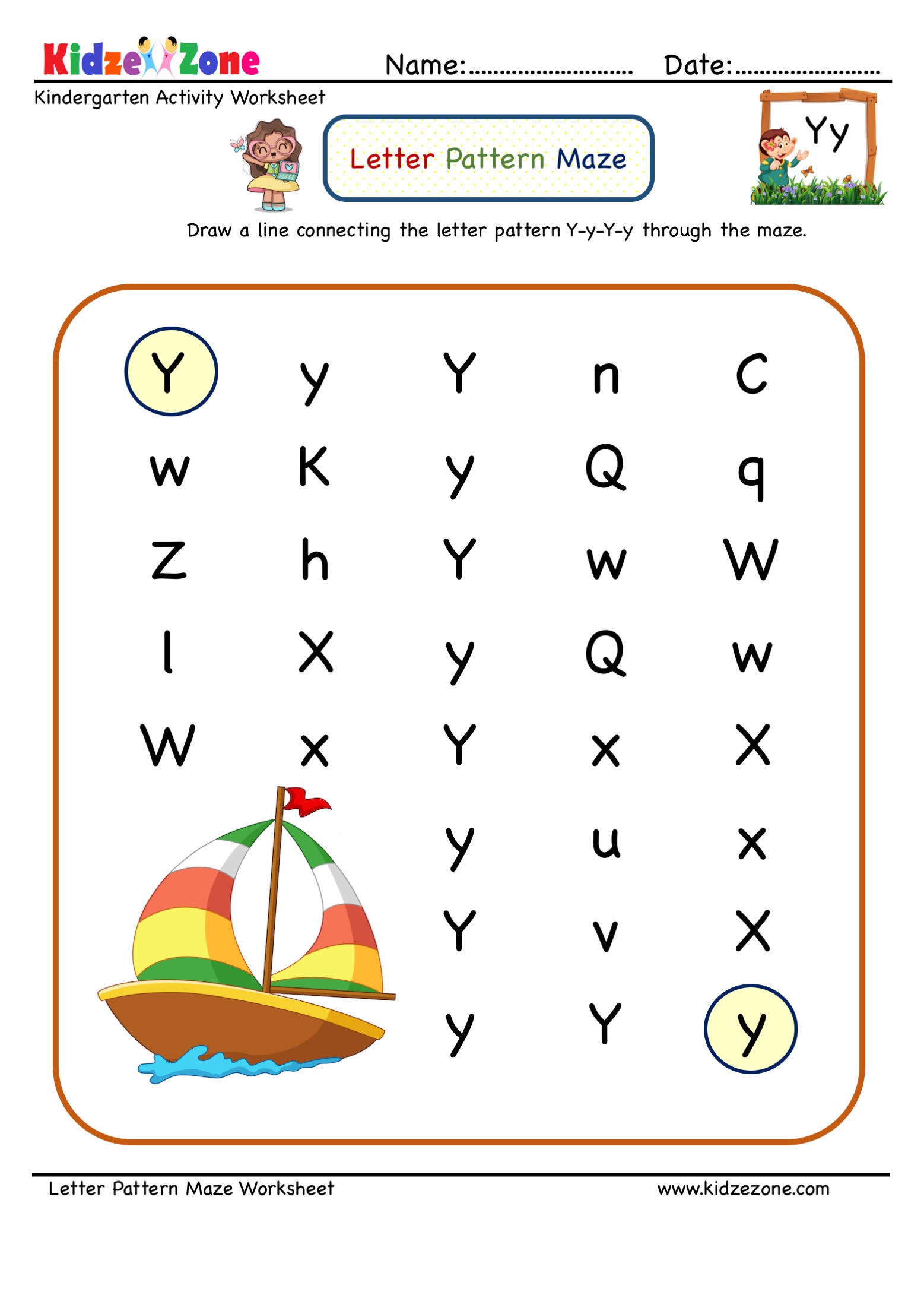 letter y worksheet for preschool
