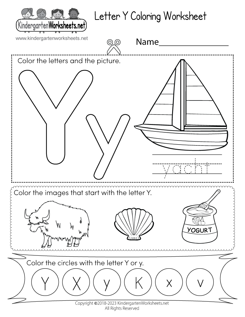 letter y worksheet kindergarten