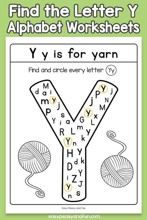 Find the Letter Y Worksheets - Easy Peasy and Fun Membership