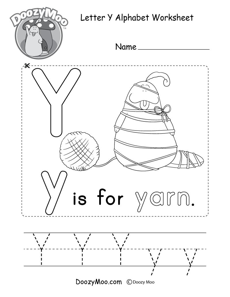 Letter Y Alphabet Activity Worksheet - Doozy Moo