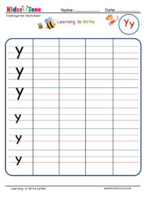 Letter Y Writing Worksheet - KidzeZone