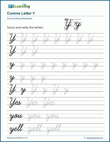 letter y writing worksheet