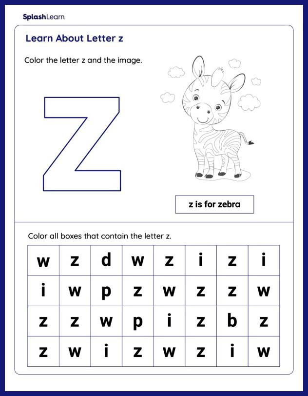 letter z preschool worksheet