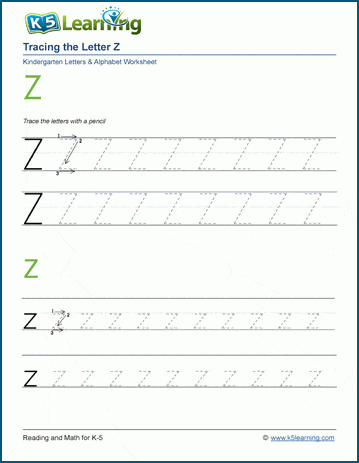Tracing the Letter Z z | Worsheets library