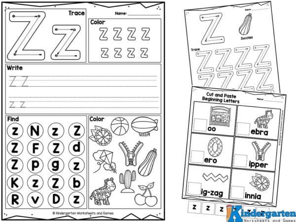 letter z worksheet for kindergarten