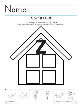 letter z worksheet for kindergarten