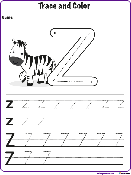 letter z worksheet for kindergarten