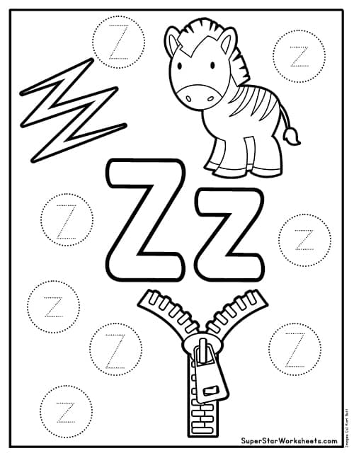 letter z worksheet for preschoolers
