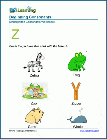 letter z worksheet for preschoolers